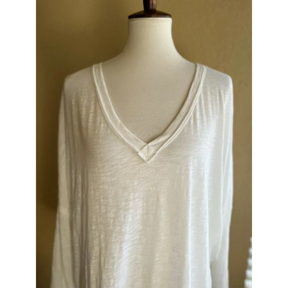 Free People Womens White On My Mind Oversized Light V-Neck Shirt By We The Free - Picture 8 of 11